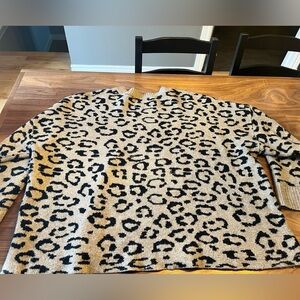 Reitmans Leopard Print Sweater - Black and Tan